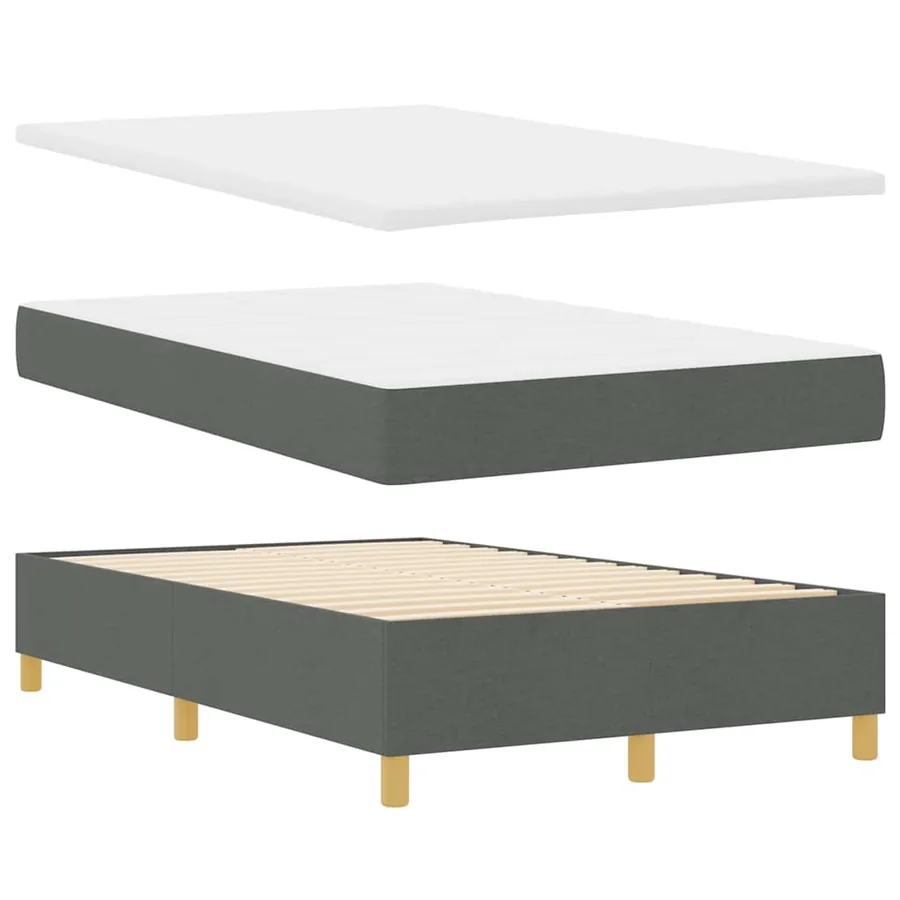 Lit à ressort LED avec matelas Gris foncé 120 x 200 cm tissu - 7