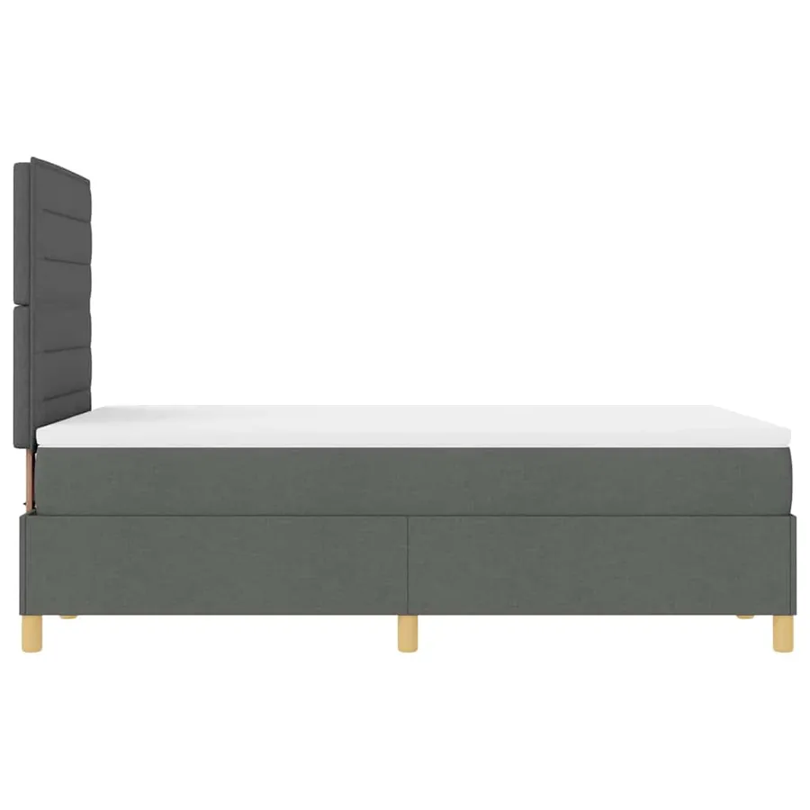 Lit à ressort LED avec matelas Gris foncé 120 x 200 cm tissu - 9