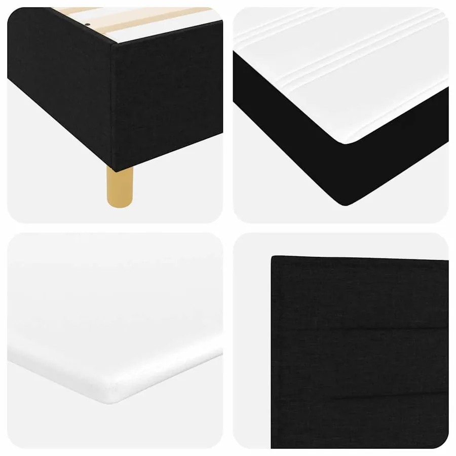 Lit à ressorts avec tête de lit Noir 200 x 120 cm tissu - 11