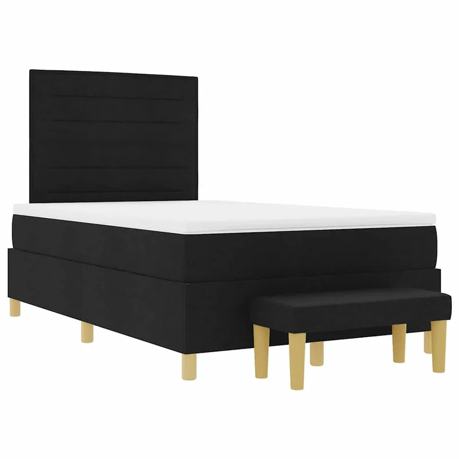Lit à ressorts avec tête de lit Noir 200 x 120 cm tissu - 7