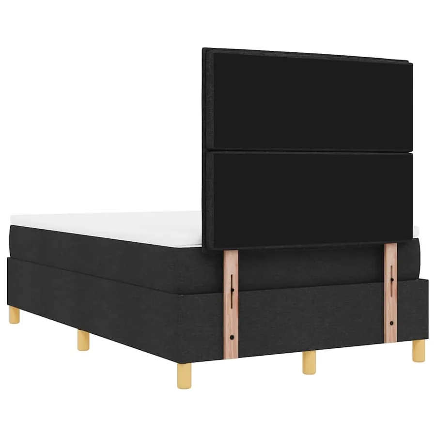 Lit à ressorts avec tête de lit Noir 200 x 120 cm tissu - 8