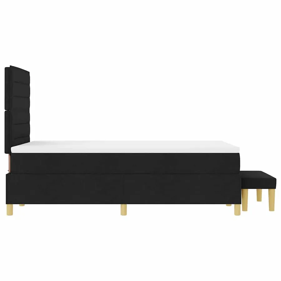 Lit à ressorts avec tête de lit Noir 200 x 120 cm tissu - 9