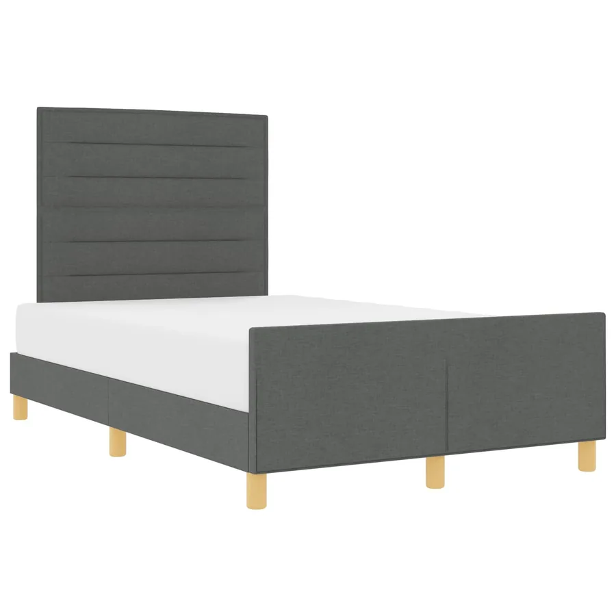Cadre de lit avec tête de lit Gris foncé 120 x 190 cm tissu - 2