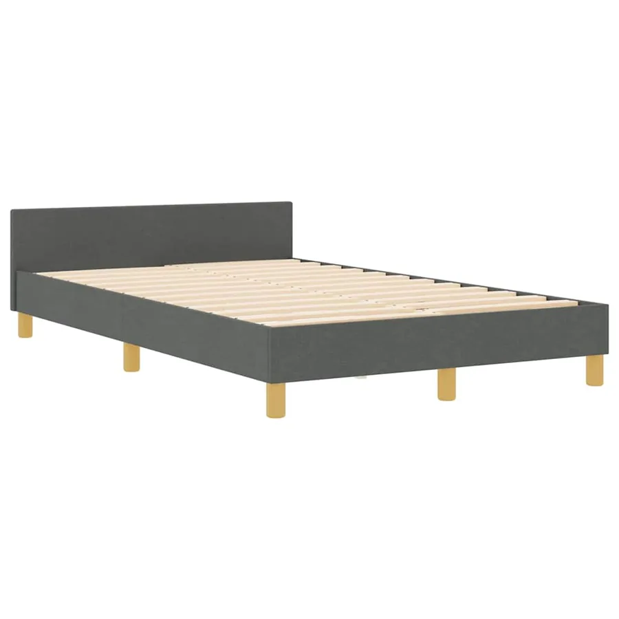 Cadre de lit avec tête de lit Gris foncé 120 x 190 cm tissu - 4