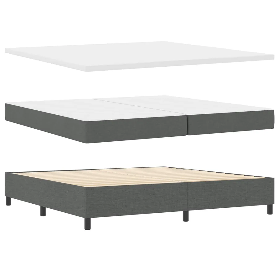 Lit à ressorts avec matelas Gris foncé 200 x 200 cm tissu - 4