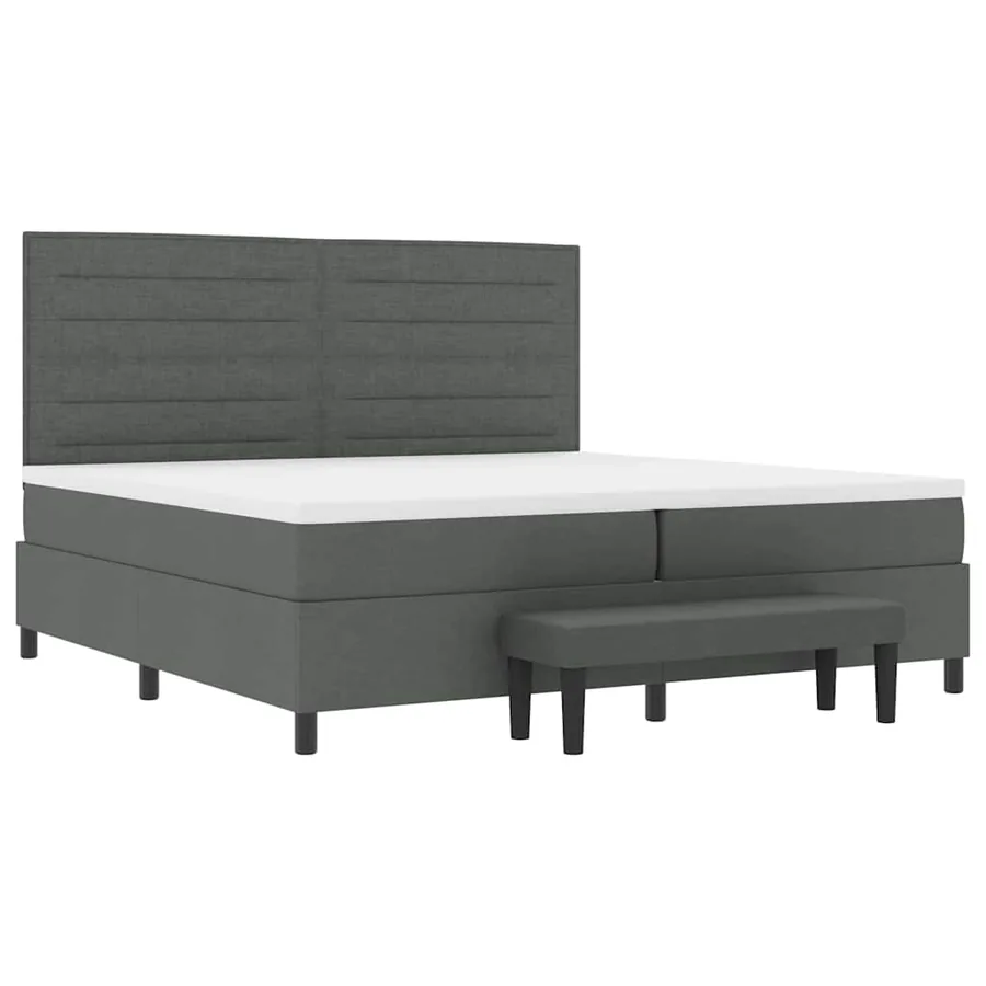 Lit à ressorts avec matelas Gris foncé 200 x 200 cm tissu - 6