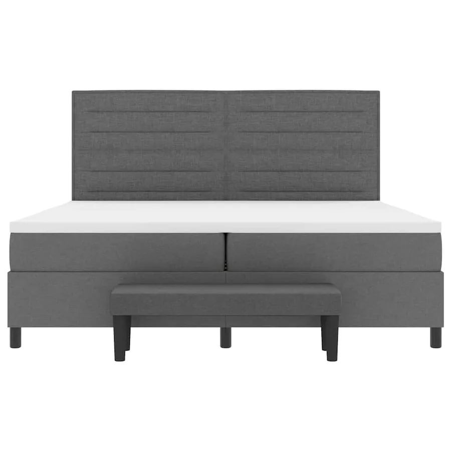 Lit à ressorts avec matelas Gris foncé 200 x 200 cm tissu - 7
