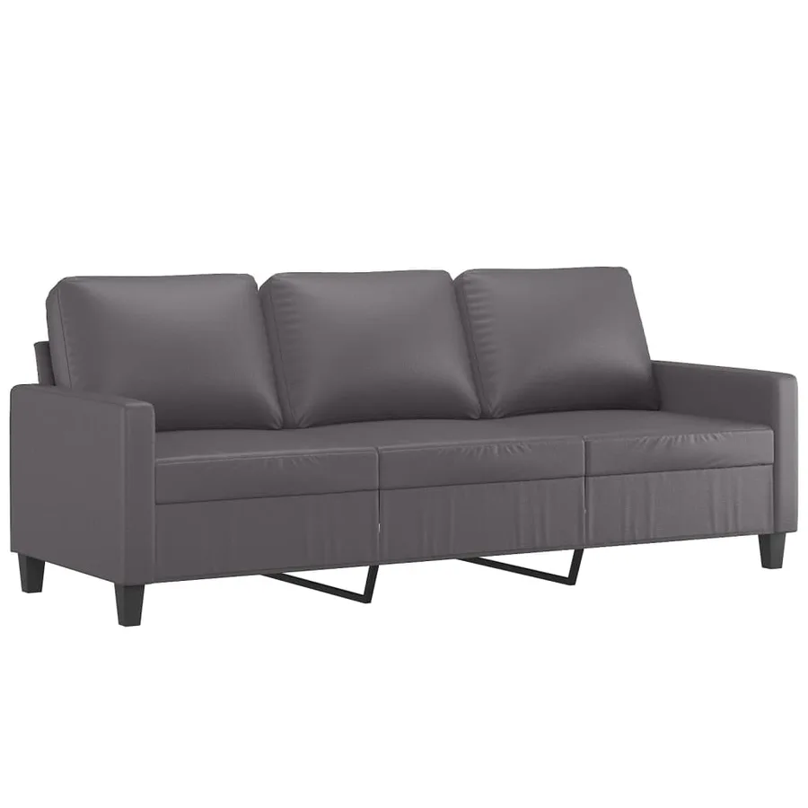 Canapé à 3 places avec repose-pieds Gris 180 cm Similicuir - 5