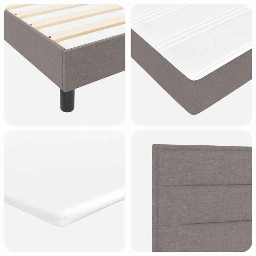 Lit à ressorts avec matelas avec LED Taupe 90 x 200 cm tissu - 11