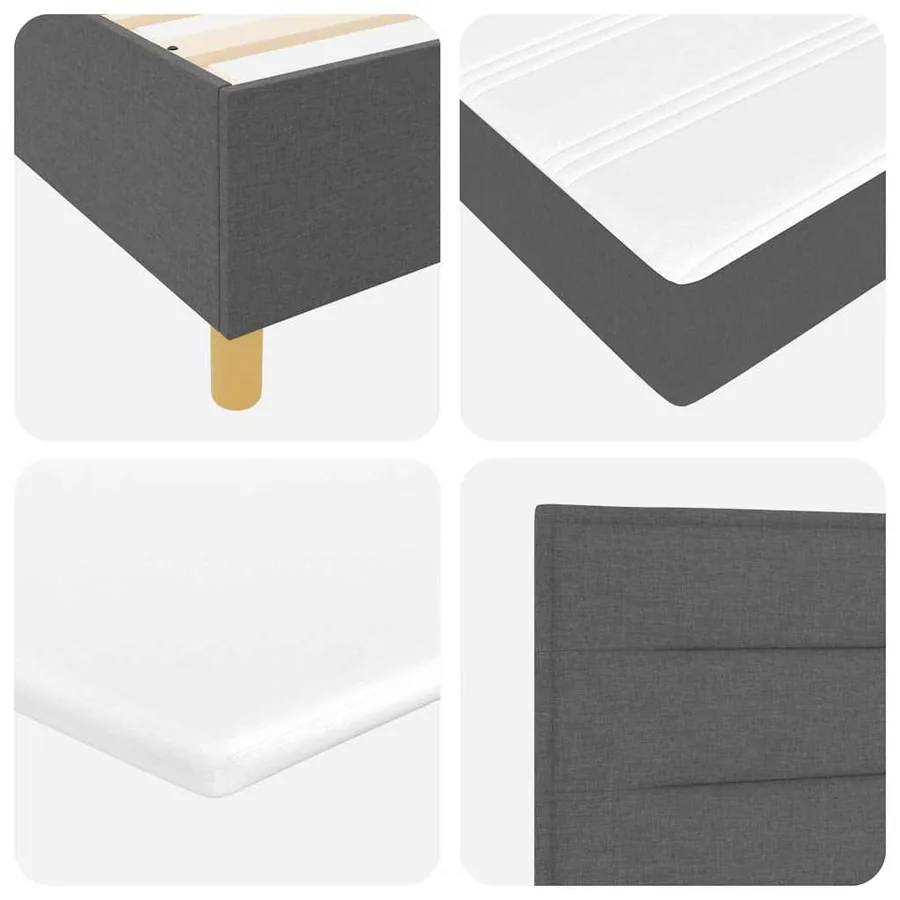 Lit à ressorts avec matelas Gris foncé 200 x 200 cm tissu - 10
