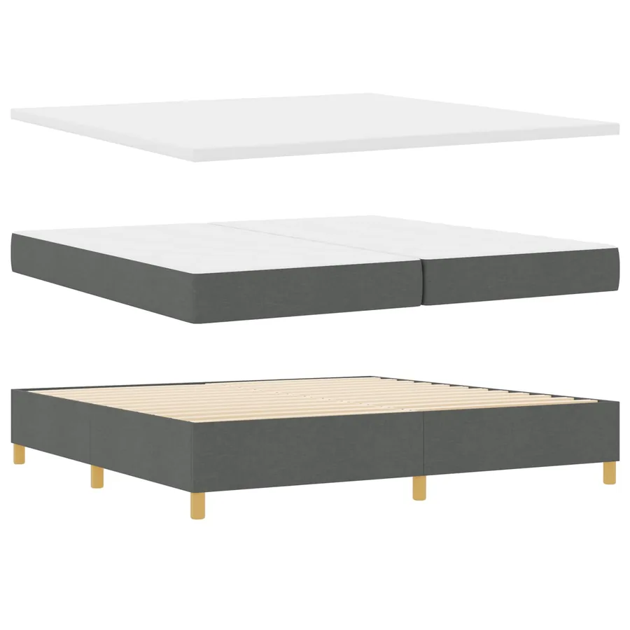 Lit à ressorts avec matelas Gris foncé 200 x 200 cm tissu - 5