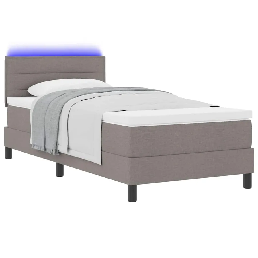Lit à ressorts avec matelas avec LED Taupe 90 x 190 cm tissu - 3
