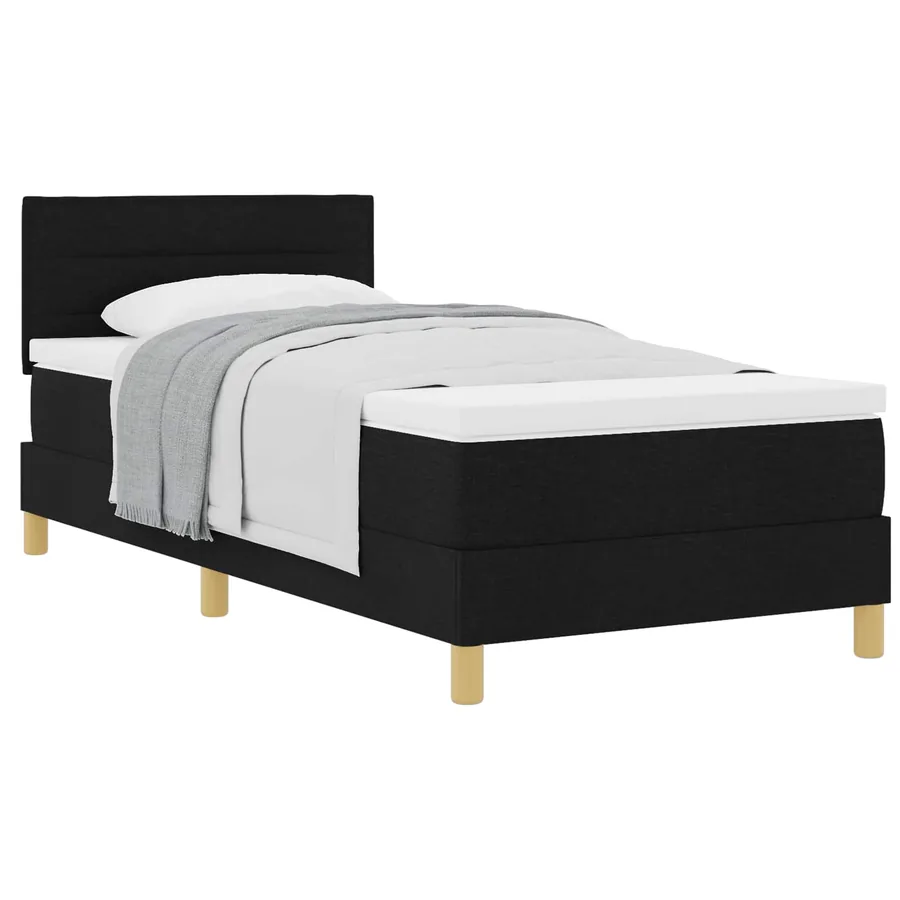 Lit à ressorts avec coussin Noir 100 x 200 cm tissu - 2