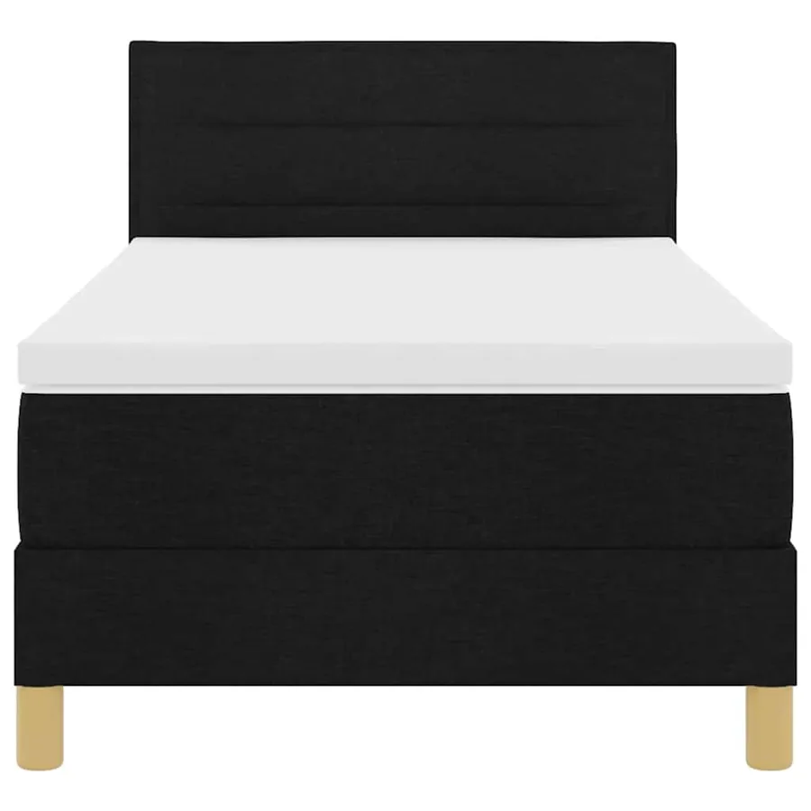Lit à ressorts avec coussin Noir 100 x 200 cm tissu - 7