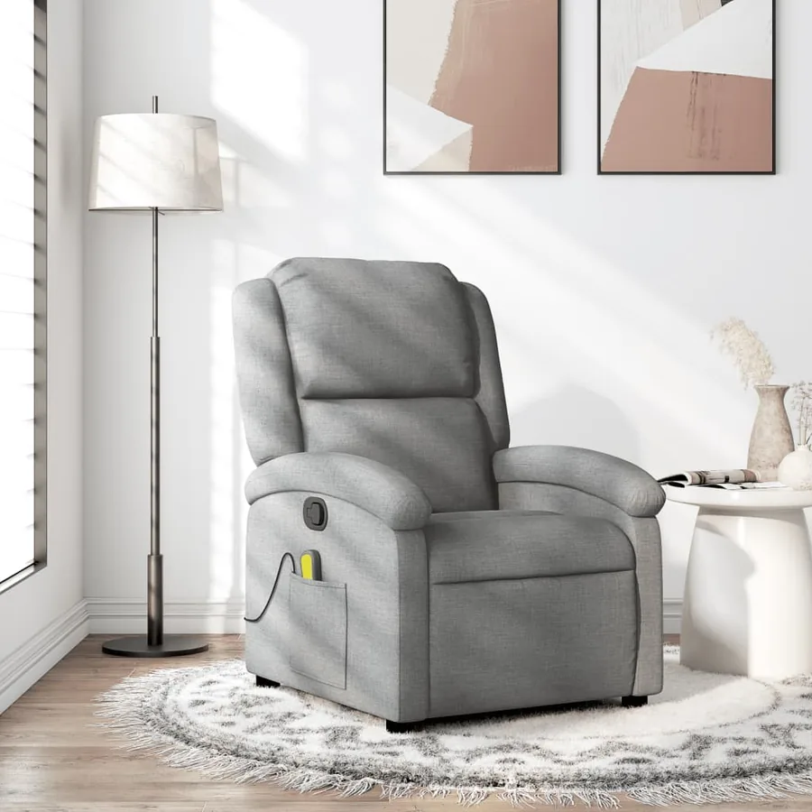Fauteuil de massage inclinable en tissu gris clair