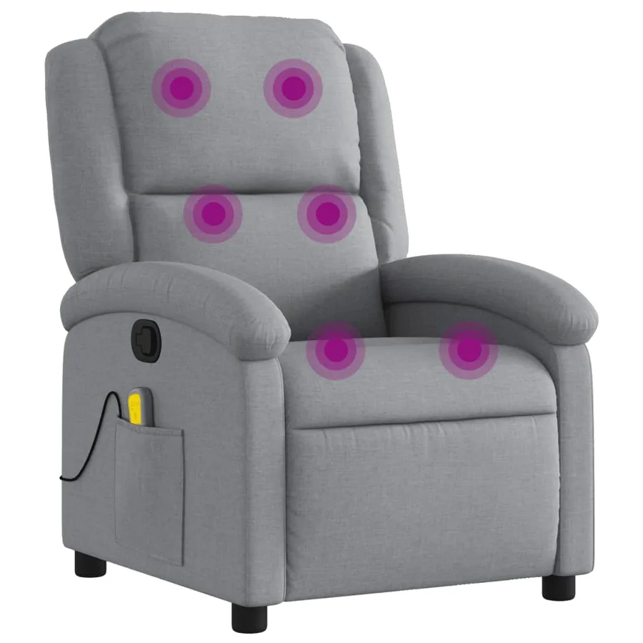 Fauteuil de massage inclinable en tissu gris clair - 2