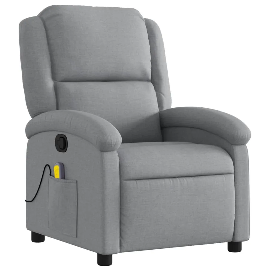 Fauteuil de massage inclinable en tissu gris clair - 3