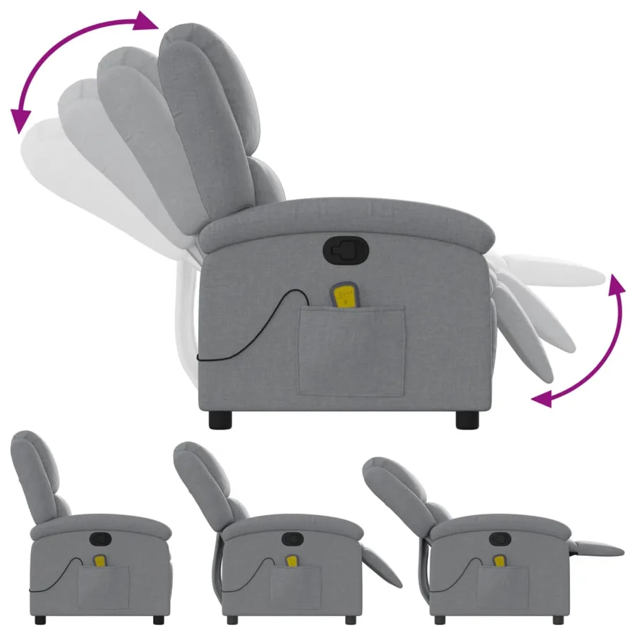 Fauteuil de massage inclinable en tissu gris clair - 5