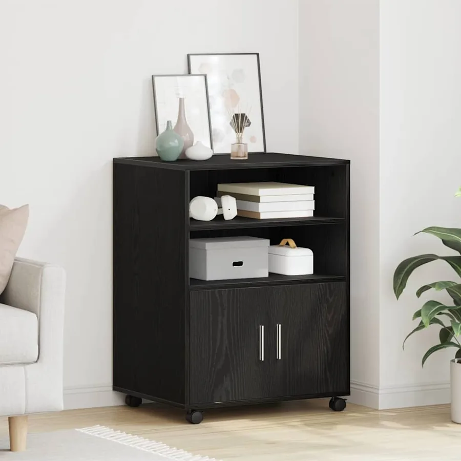 Armoire avec étagère avec roue Chêne noir 60 x 48 x 74,5 cm - 4