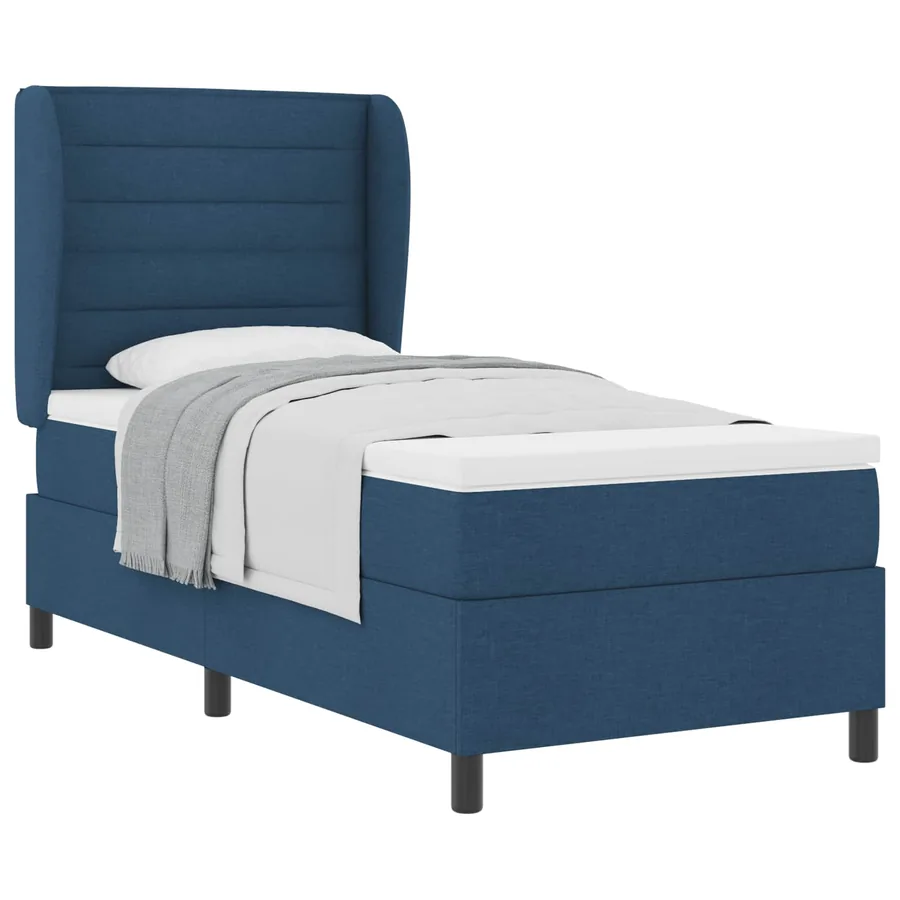 Lit à ressorts avec matelas Bleu 90 x 200 cm tissu - 2