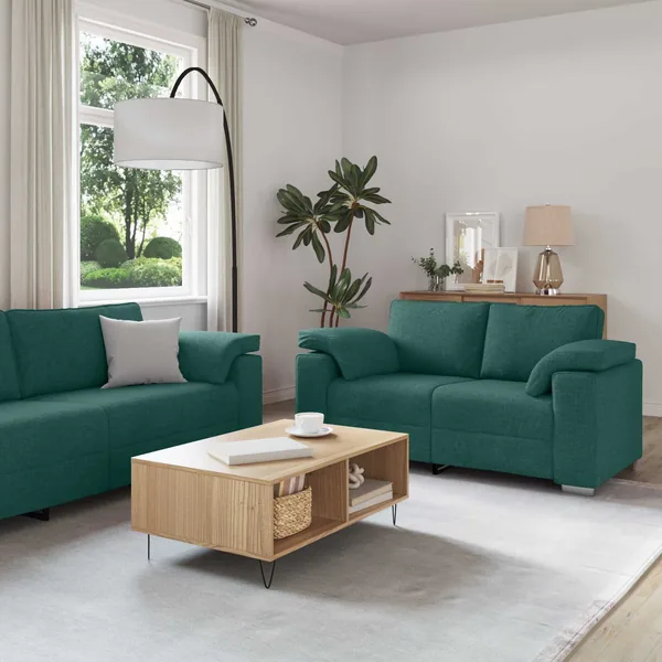 Canapé 3 pcs Vert foncé 219 x 80 x 82 cm Tissu en lin mélangé