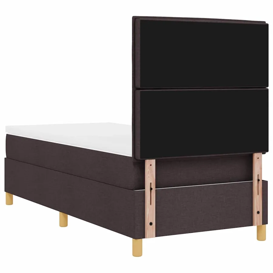 Lit à ressorts avec matelas Marron foncé 100 x 200 cm tissu - 9