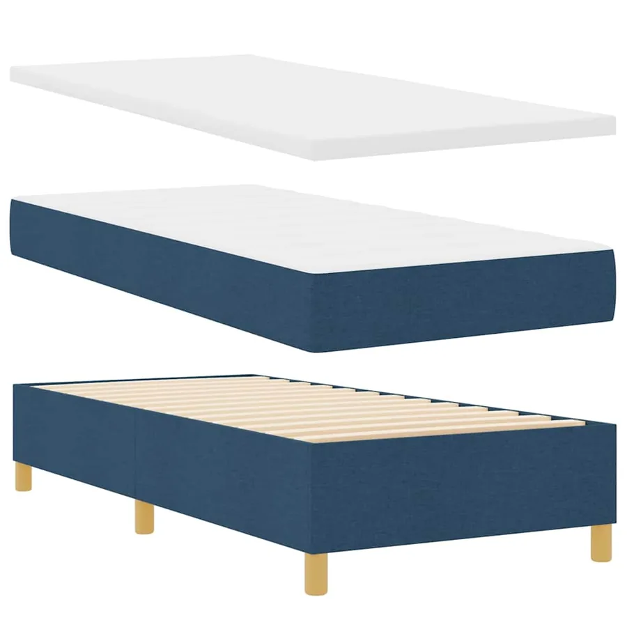 Lit à ressort LED avec matelas Bleu 90 x 190 cm tissu - 7