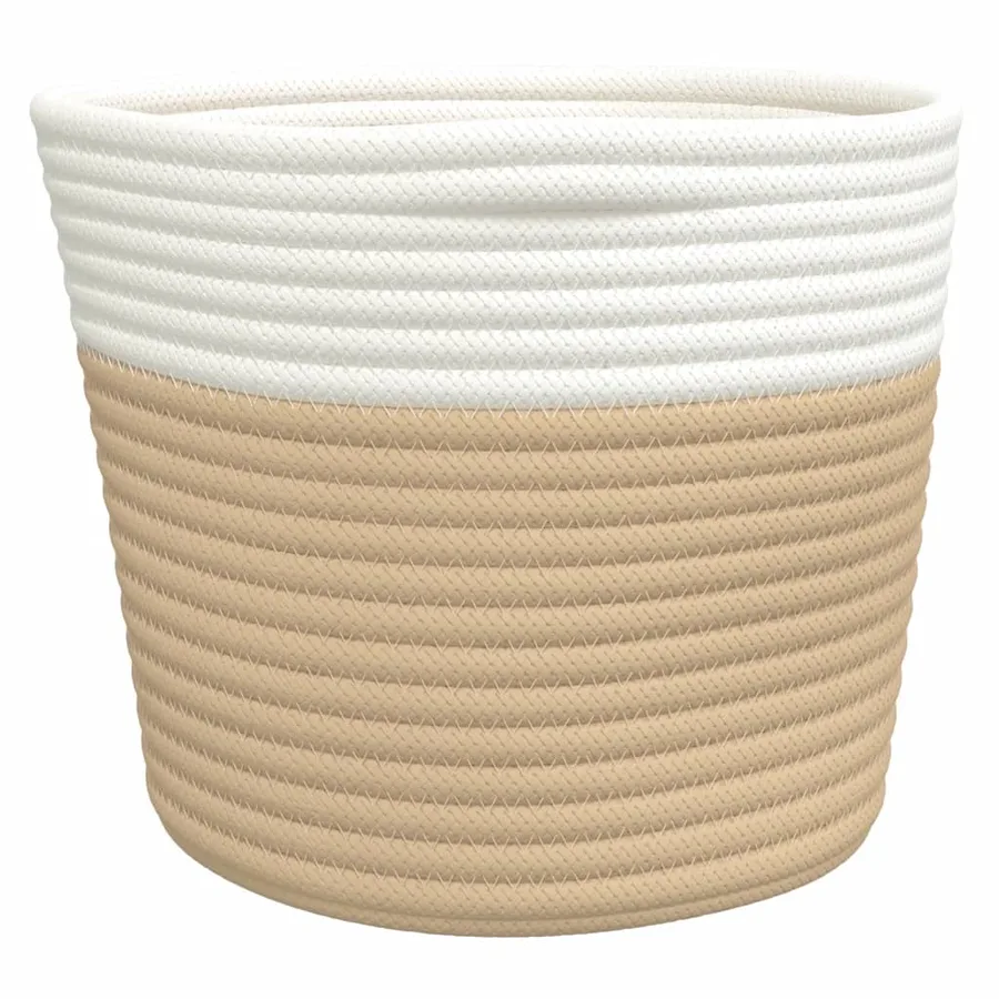 Paniers de rangement 2 pcs beige et blanc Ø24x18 cm coton - 6