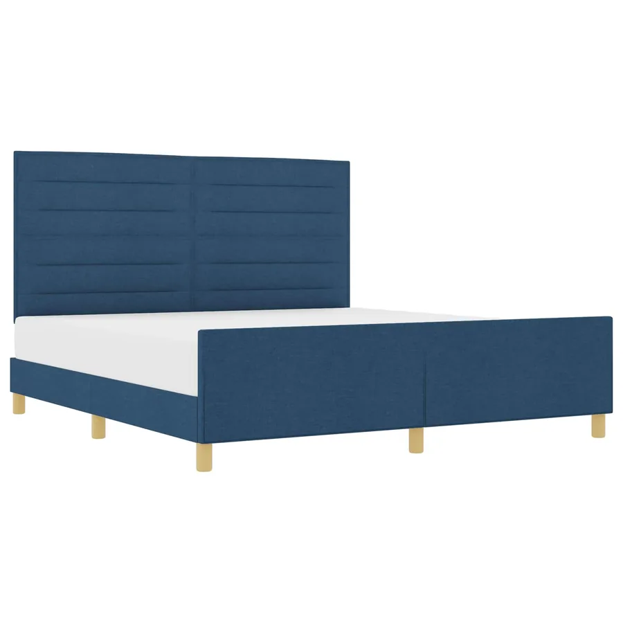Cadre de lit avec tête de lit Bleu 180 x 200 cm tissu - 2