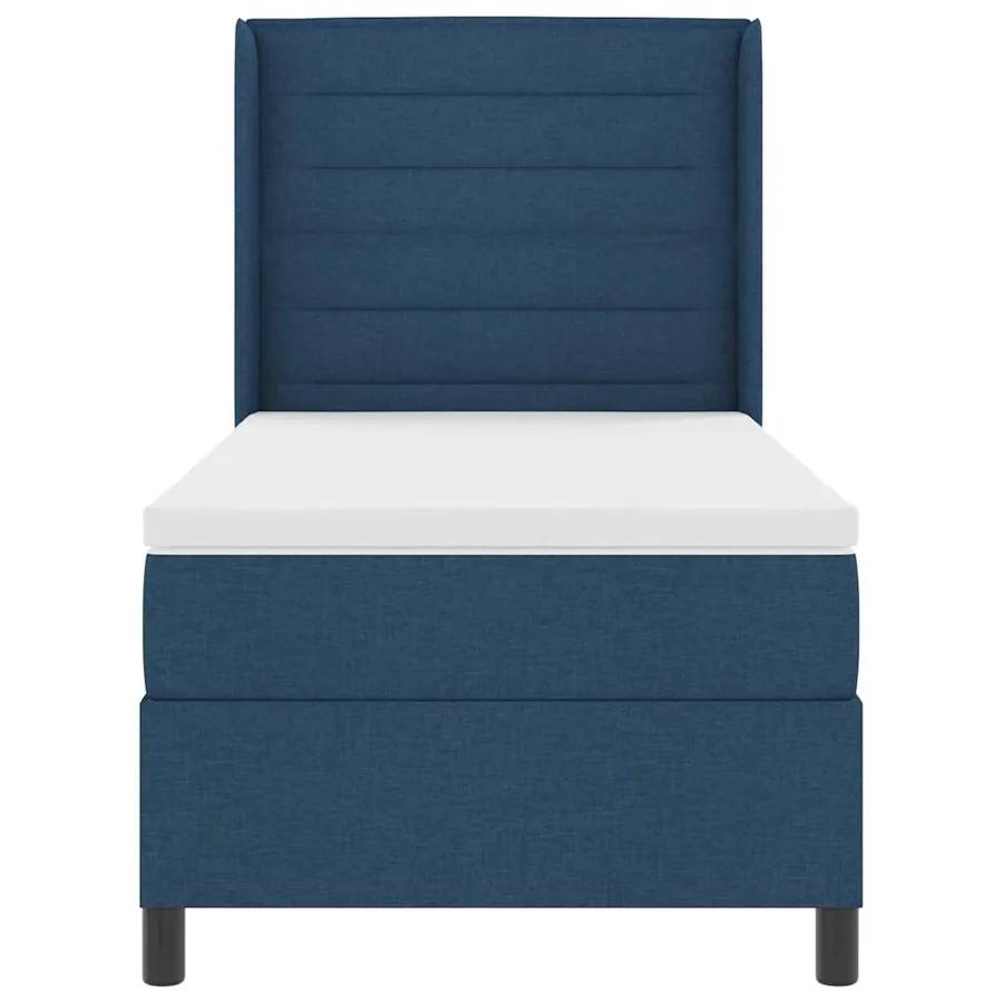 Lit à ressorts avec matelas Bleu 200 x 90 cm tissu - 7