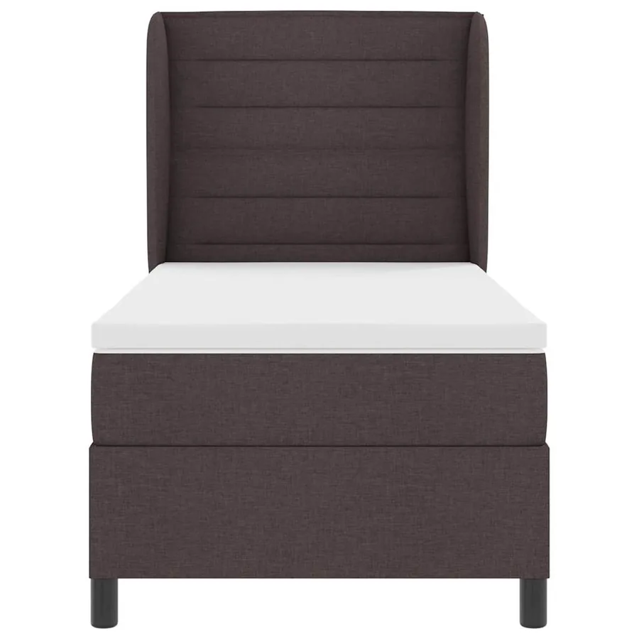 Lit à ressorts avec matelas Marron foncé 100 x 200 cm tissu - 7