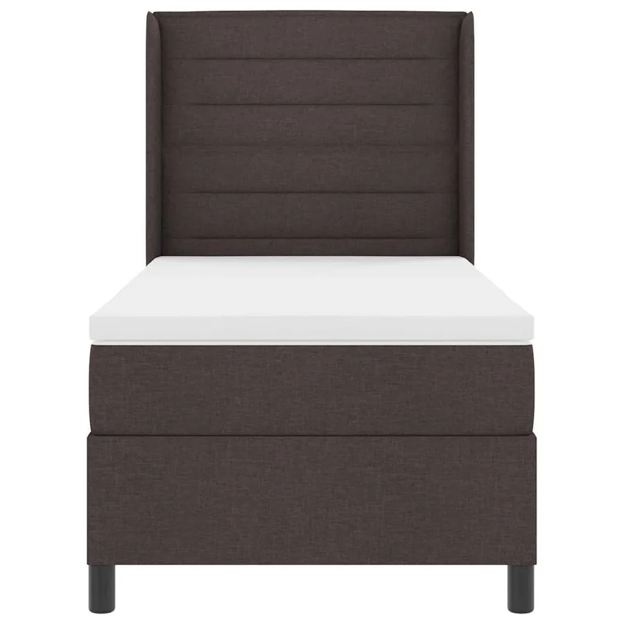 Lit à ressorts avec matelas Marron foncé 200 x 100 cm tissu - 7