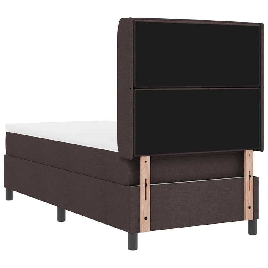 Lit à ressorts avec matelas Marron foncé 200 x 100 cm tissu - 9