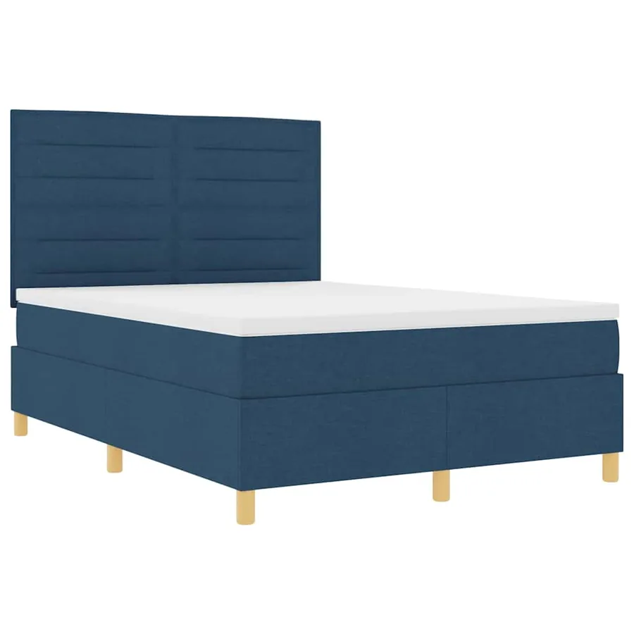 Lit à ressort LED avec matelas Bleu 140 x 200 cm tissu - 6
