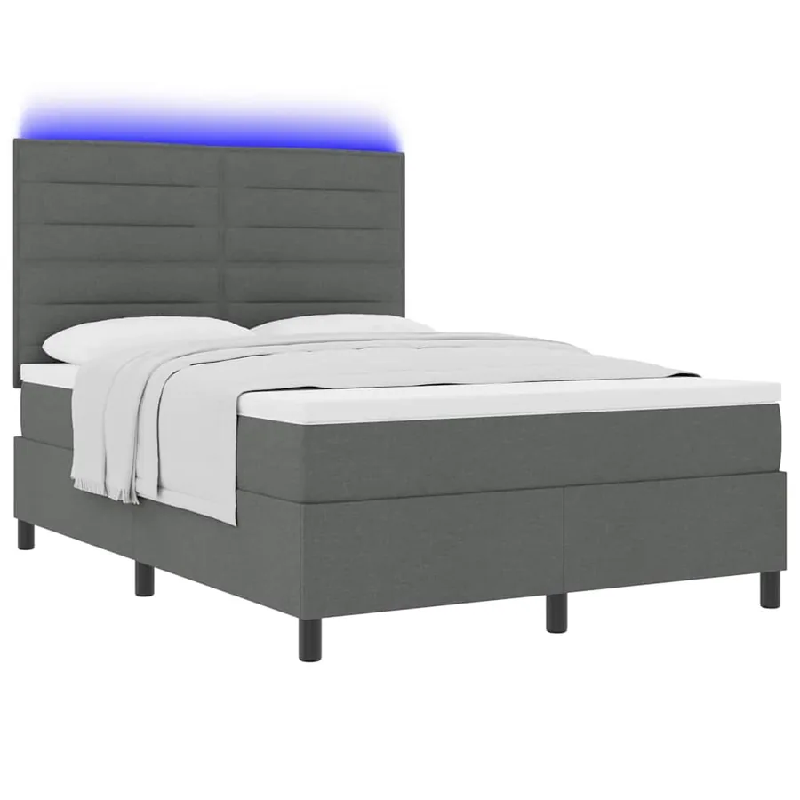 Lit à ressorts avec matelas Gris foncé 160 x 200 cm tissu - 3