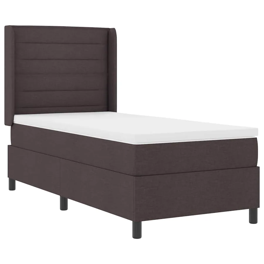 Lit à ressort LED avec matelas Marron foncé 100 x 200 cm tissu - 2