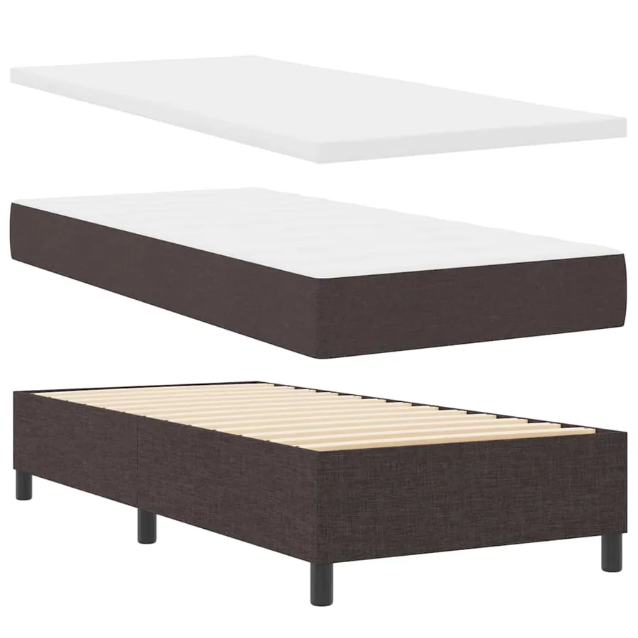 Lit à ressort LED avec matelas Marron foncé 100 x 200 cm tissu - 6