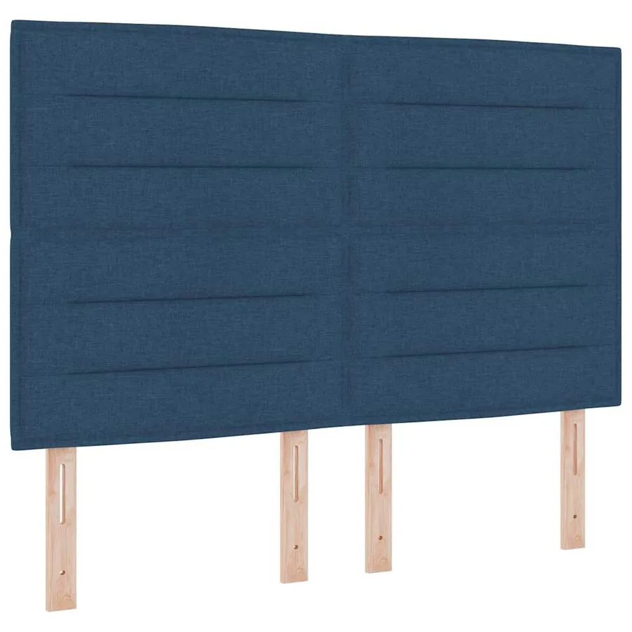 Lit à ressorts avec tête de lit Bleu 140 x 190 cm tissu - 5