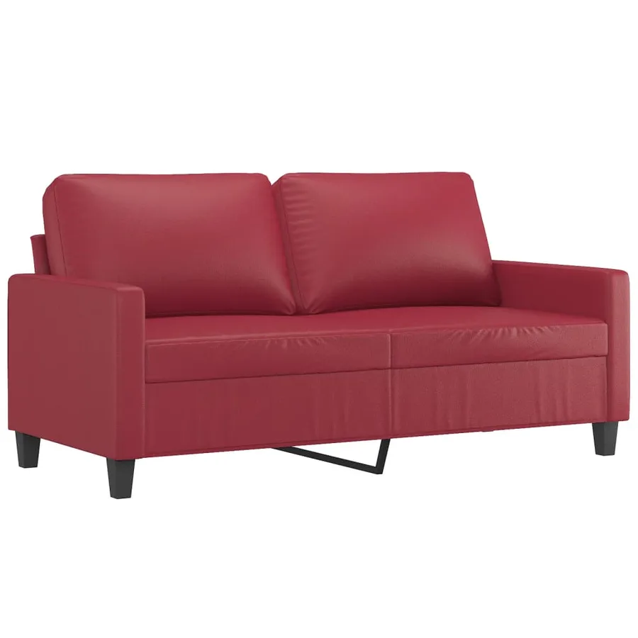Ensemble de canapés 2 pcs et coussins Rouge bordeaux Similicuir - 4