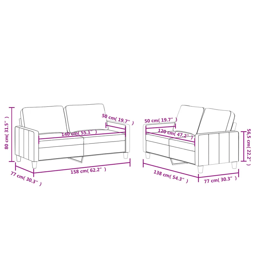 Ensemble de canapés 2 pcs et coussins Rouge bordeaux Similicuir - 7