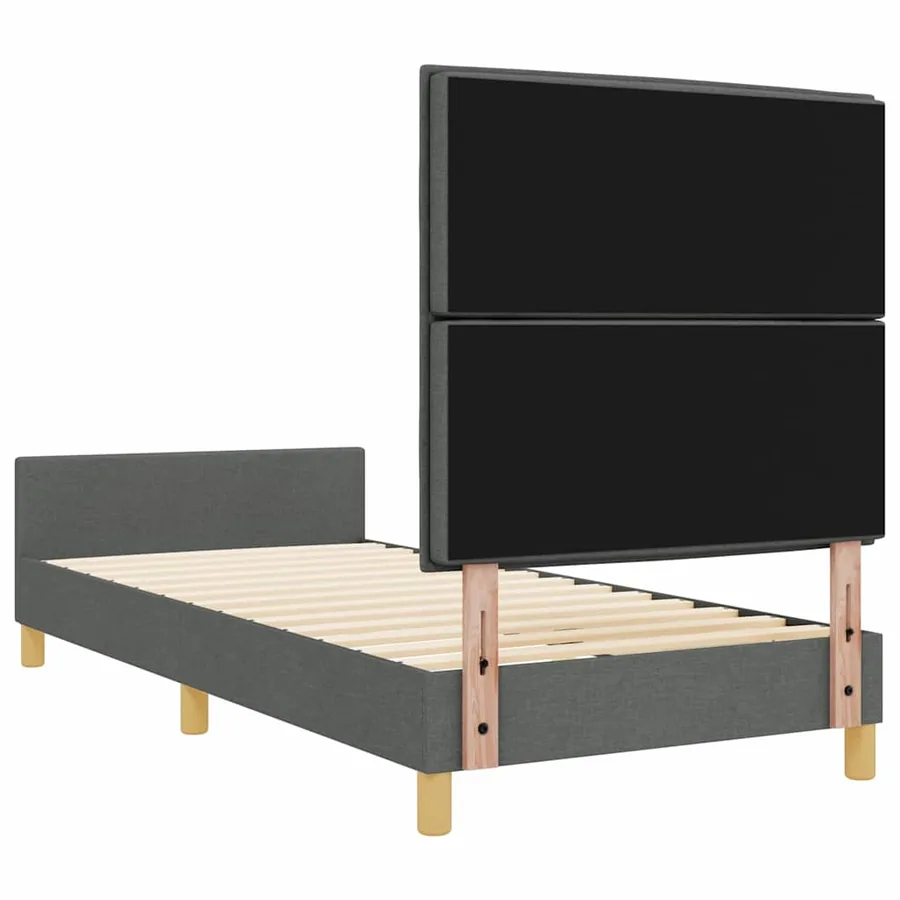 Cadre de lit avec tête de lit Gris foncé 90 x 200 cm tissu - 9
