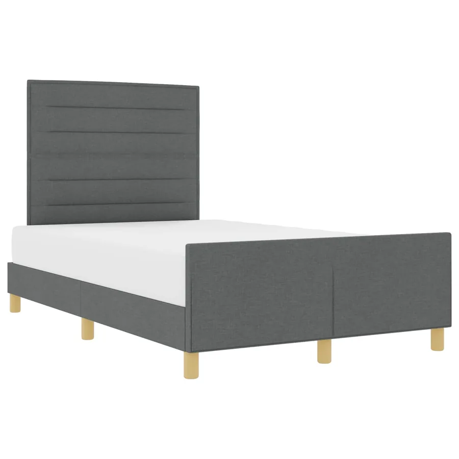Cadre de lit avec tête de lit Gris foncé 160 x 200 cm tissu - 2