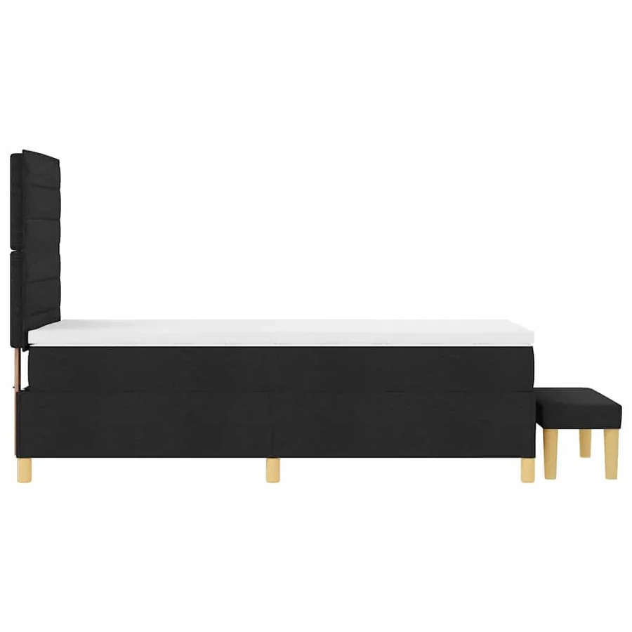 Lit à ressorts avec tête de lit Noir 200 x 90 cm tissu - 9