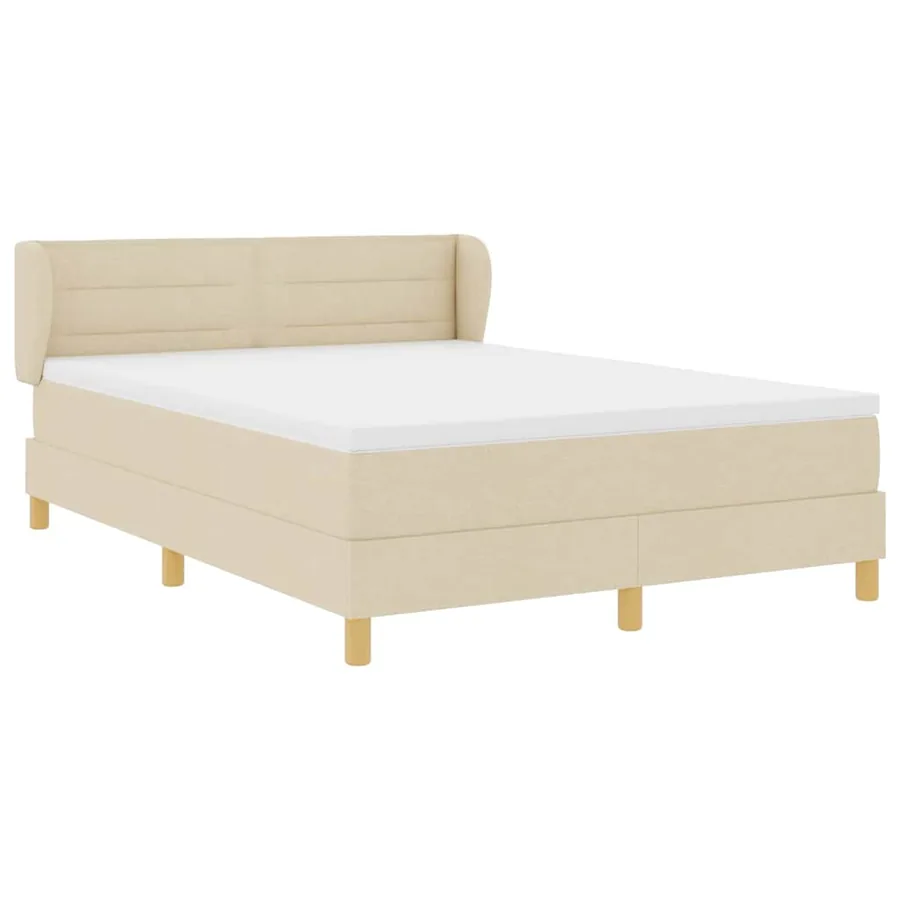 Lit à ressorts avec matelas Crème 140 x 200 cm tissu - 5