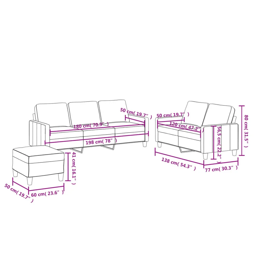 Ensemble de canapés 3 pcs et coussins Rouge bordeaux Similicuir - 9