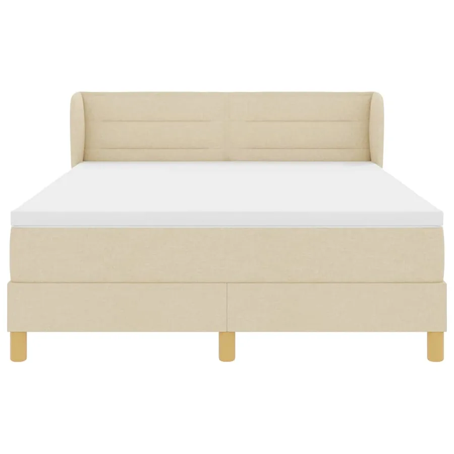 Lit à ressorts avec matelas Crème 140 x 190 cm tissu - 6