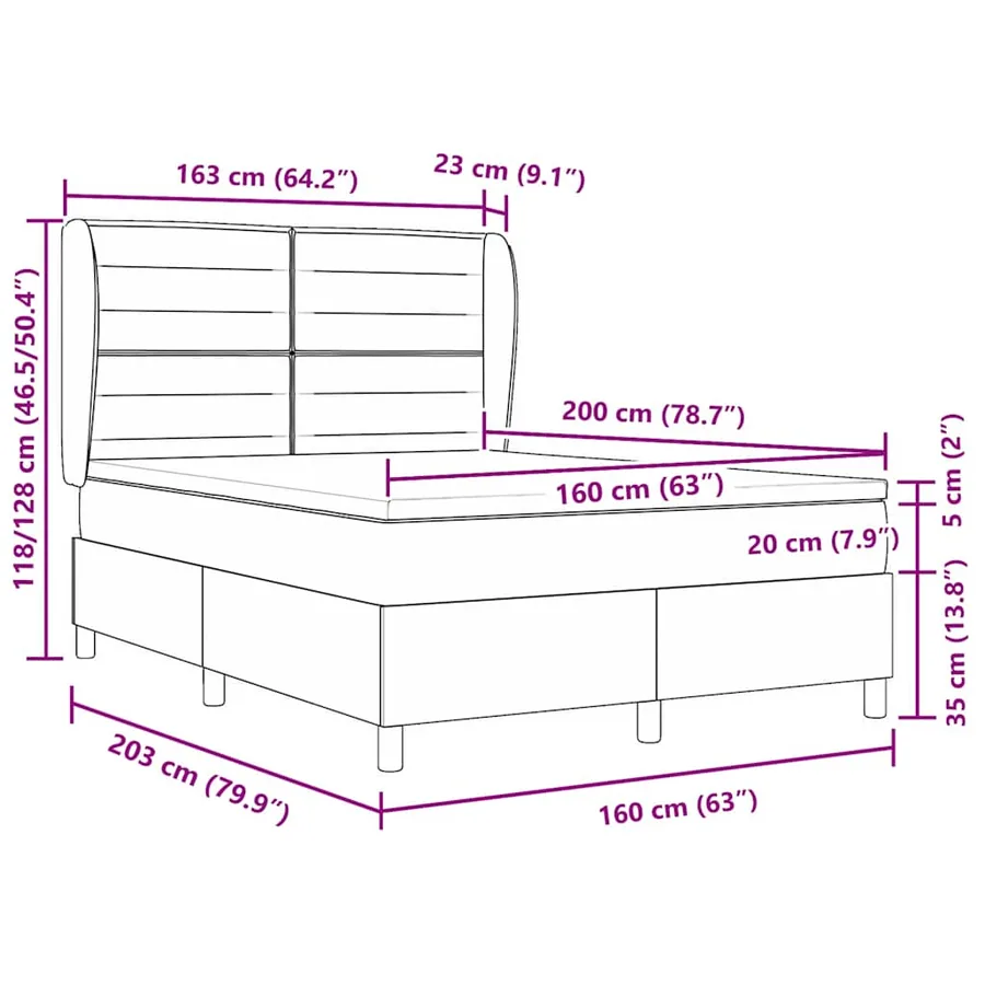Lit à ressorts avec matelas Gris clair 160 x 200 cm tissu - 11