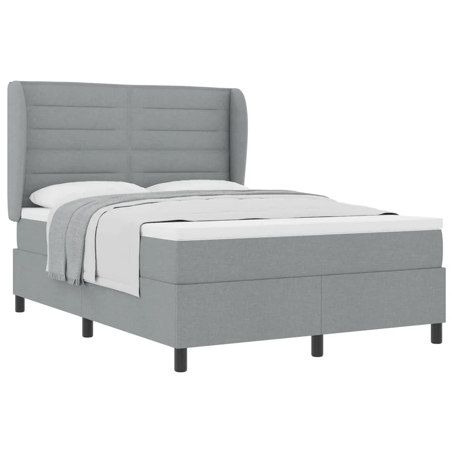 Lit à ressorts avec matelas Gris clair 160 x 200 cm tissu - 2