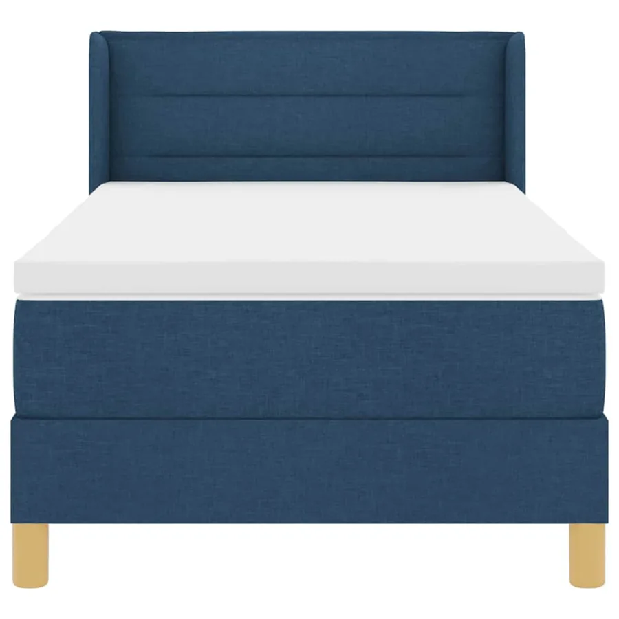 Lit à ressorts avec matelas Bleu 200 x 90 cm tissu - 7