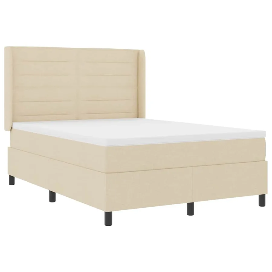 Lit à ressorts avec matelas Crème 190 x 140 cm tissu - 4